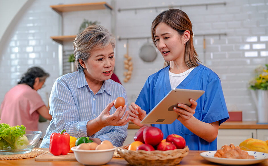 two women in cooking class